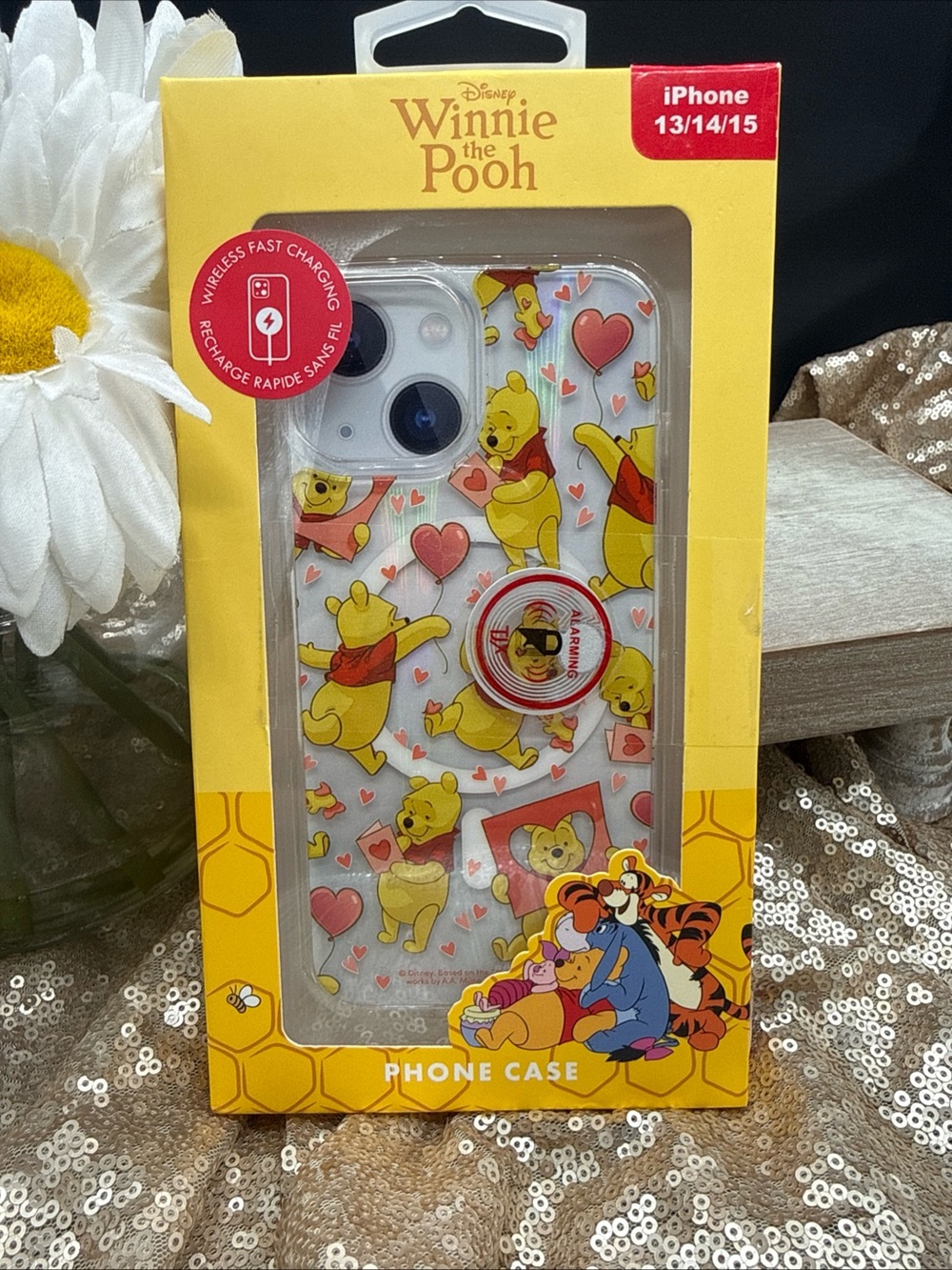 Winnie the Pooh  iPhone 13/14/15 Case with Hearts - Yellow new